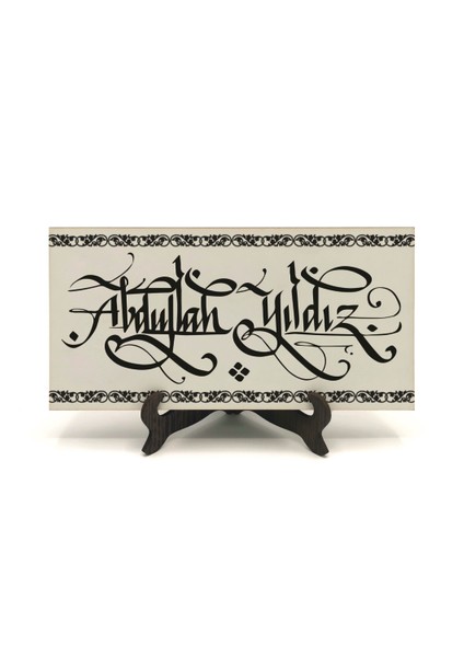 Geleneksel Hat Sanatı ile Mdf Üzerine Yazılı Masaüstü Isimlik fiyatları