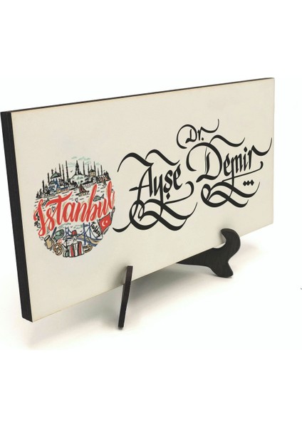 Geleneksel Hat Sanatı ile Mdf Üzerine Yazılı Masaüstü Isimlik