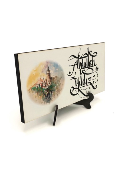 Geleneksel Hat Sanatı ile Mdf Üzerine Yazılı Masaüstü Isimlik