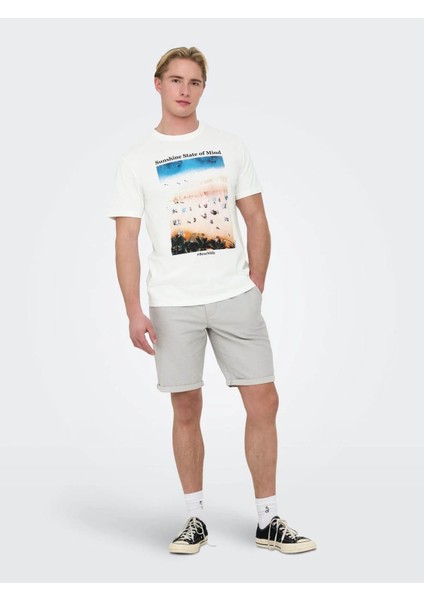 Erkek T-Shirt Kırık Beyaz 22028735 Onskolton Reg Beach Photoprınt Ss Tee fırsatları