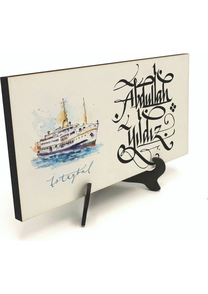 Geleneksel Hat Sanatı ile Mdf Üzerine Yazılı Masaüstü Isimlik