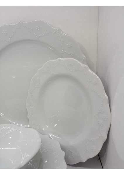 Porselen Queen 24 Parça 6 Kişilik Yemek Takımı -Sade fiyatları