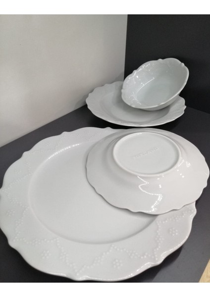 Porselen Queen 24 Parça 6 Kişilik Yemek Takımı -Sade fırsatları