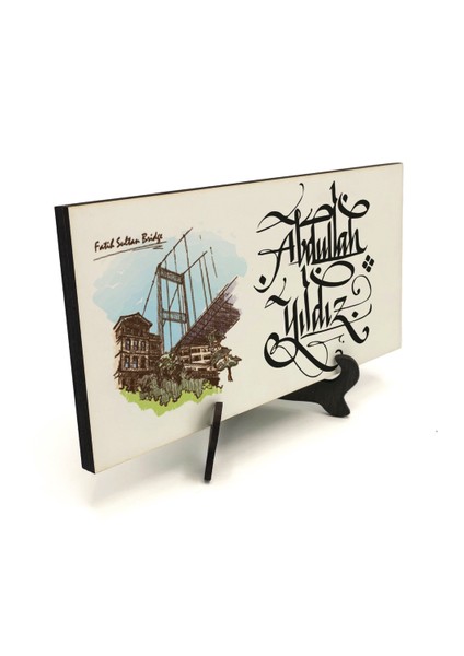 Geleneksel Hat Sanatı ile Mdf Üzerine Yazılı Masaüstü Isimlik