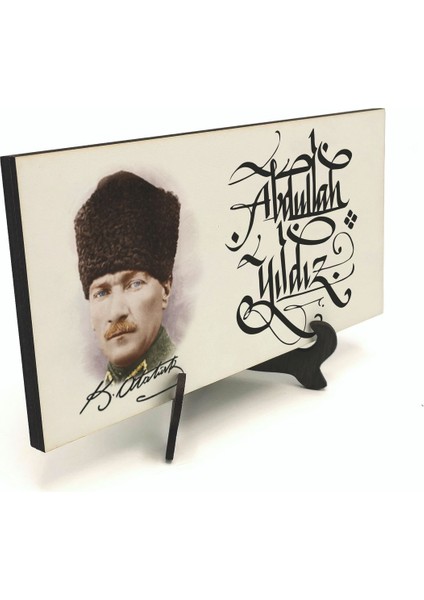 Geleneksel Hat Sanatı ile Mdf Üzerine Yazılı Masaüstü Isimlik