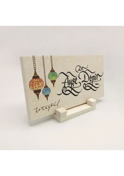 Geleneksel Hat Sanatı ile Doğal Taş Üzerine Yazılı Masaüstü Isimlik