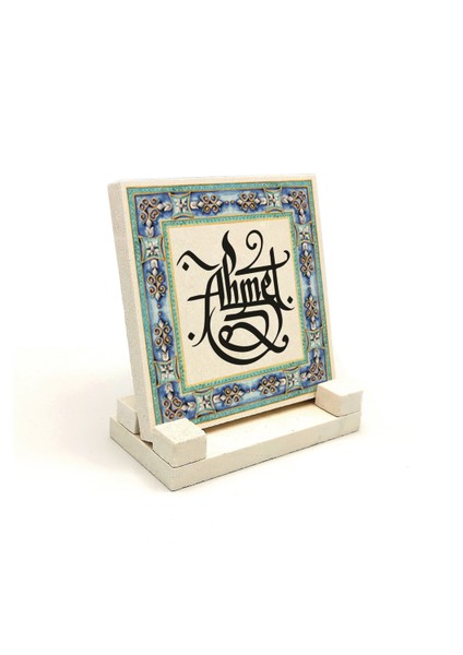 Kişiye Özel Hediyelik Hat Yazılı Kaligrafi Doğaltaş Masaüstü ISIMLIK10CM x 10CM