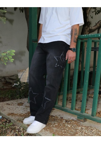 Premium Baggy Starry Patch Kot Pantolon modelleri