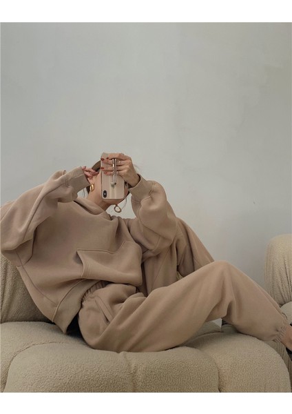 Kadın Oversize 3 Iplik Içi Şardonlu Eşofman Takımı