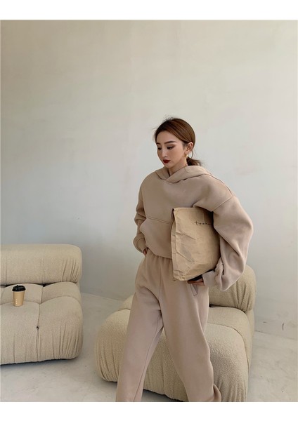 Kadın Oversize 3 Iplik Içi Şardonlu Eşofman Takımı