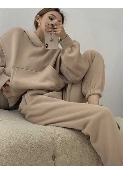 Kadın Oversize 3 Iplik Içi Şardonlu Eşofman Takımı