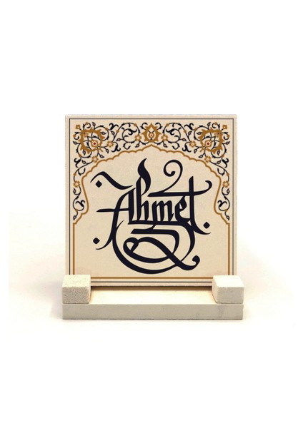 Geleneksel Hat Sanatı Ile Isim Yazılı Doğaltaş Masaüstü Isimlik 10X10 Kkd-4 modelleri