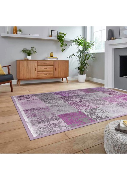 Dijital Baskılı Kaymaz Taban Yıkanabilir Patchwork Yolluk Salon Halısı, V-Patchwork-17-Pembe, fiyatları