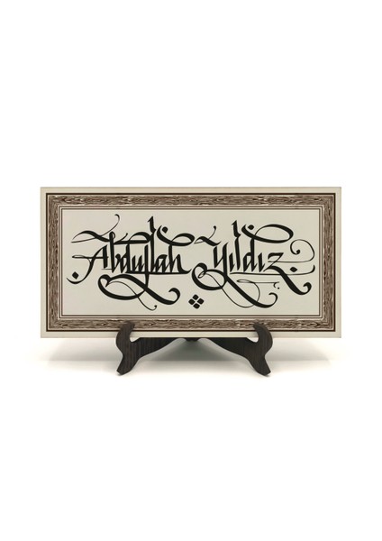 Geleneksel Hat Sanatı ile Mdf Üzerine Yazılı Masaüstü Isimlik fiyatları