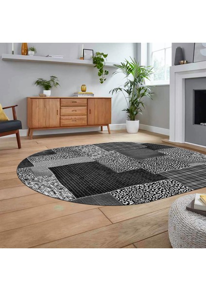 Dijital Baskılı Kaymaz Yıkanabilir Oval Patchwork Yolluk Salon Halısı, V-O-Patchwork-15-Gri, fiyatları