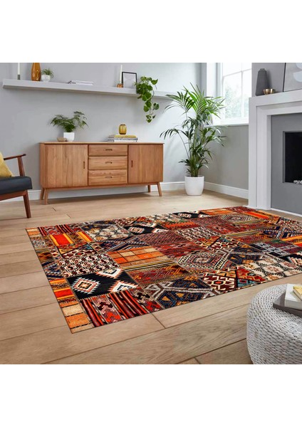 Dijital Baskılı Kaymaz Taban Yıkanabilir Patchwork Yolluk Salon Halısı, V-Patchwork-06-Renkli, fiyatları