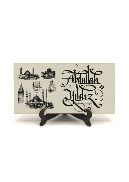 Geleneksel Hat Sanatı ile Mdf Üzerine Yazılı Masaüstü Isimlik fiyatları