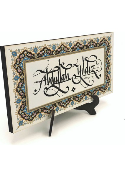 Geleneksel Hat Sanatı ile Mdf Üzerine Yazılı Masaüstü Isimlik