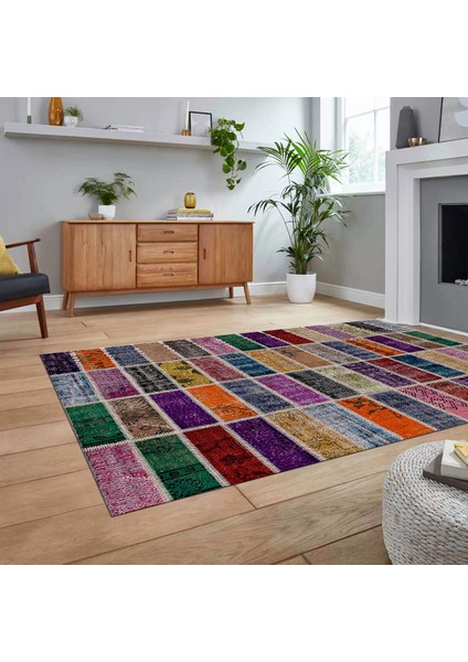Dijital Baskılı Kaymaz Taban Yıkanabilir Patchwork Yolluk Salon Halısı, V-Patchwork-09-Renkli, fiyatları