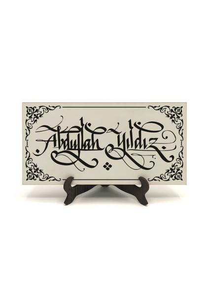 Geleneksel Hat Sanatı ile Mdf Üzerine Yazılı Masaüstü Isimlik fiyatları