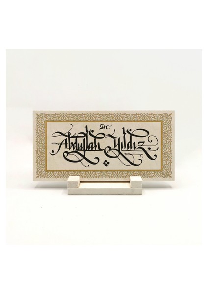 Geleneksel Hat Sanatı ile Doğal Taş Üzerine Yazılı Masaüstü Isimlik fiyatları