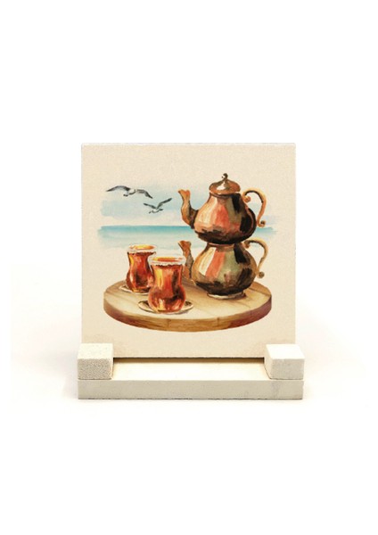 Istanbul - Çay Baskılı Doğaltaş Masa Üstlük fiyatları