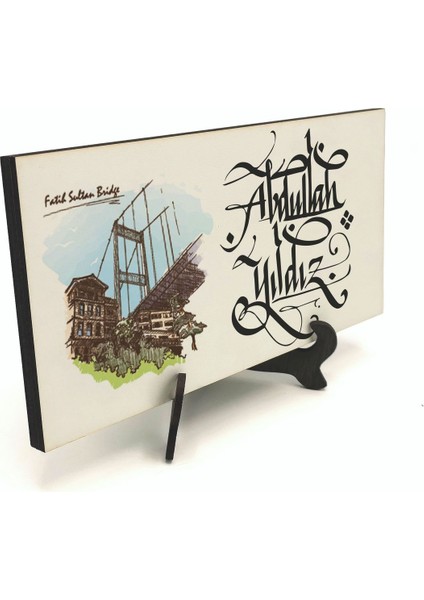 Geleneksel Hat Sanatı ile Mdf Üzerine Yazılı Masaüstü Isimlik