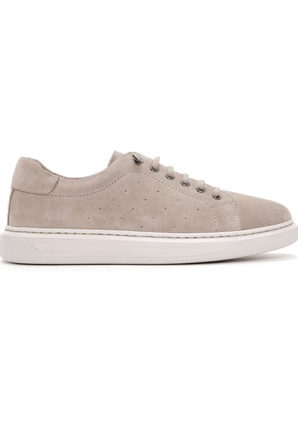 Kadın Bej Bağcıklı Süet Deri Sneaker