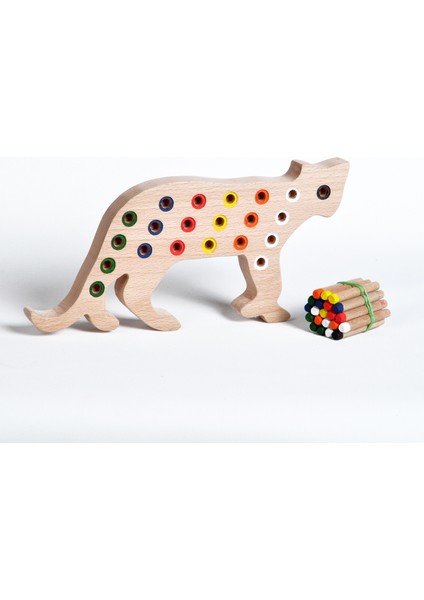 Ahşap Eğitici Doğal Renkli Kedi Tak Çıkar Montessori Oyuncak 5062