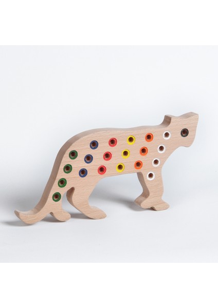 Ahşap Eğitici Doğal Renkli Kedi Tak Çıkar Montessori Oyuncak 5062