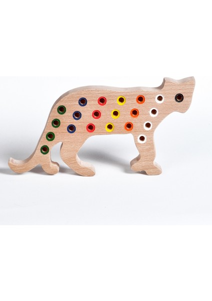 Ahşap Eğitici Doğal Renkli Kedi Tak Çıkar Montessori Oyuncak 5062
