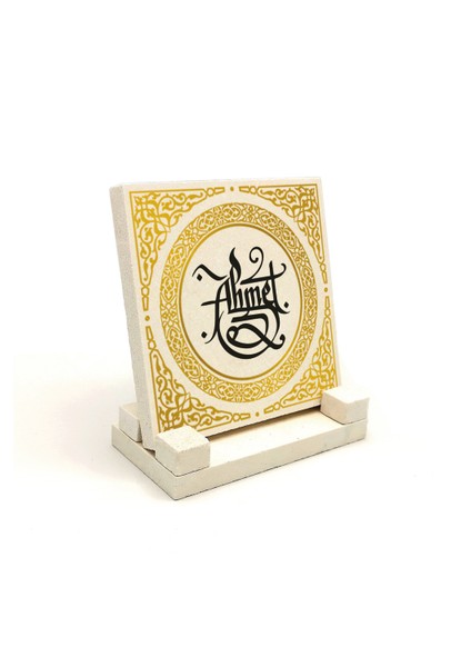 Hat Sanatı ile Doğal Taş Üzerine Yazılı Masaüstü Isimlik