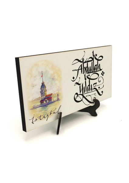 Geleneksel Hat Sanatı ile Mdf Üzerine Yazılı Masaüstü Isimlik