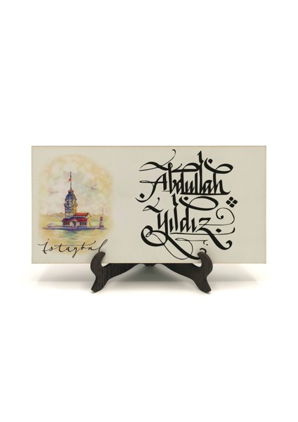 Geleneksel Hat Sanatı ile Mdf Üzerine Yazılı Masaüstü Isimlik fiyatları