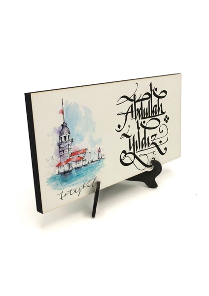 Geleneksel Hat Sanatı ile Mdf Üzerine Yazılı Masaüstü Isimlik