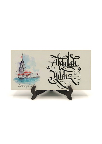 Geleneksel Hat Sanatı ile Mdf Üzerine Yazılı Masaüstü Isimlik fiyatları