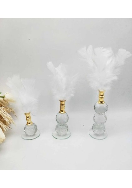 3'lü Beyaz Tüylük Seti Biblo Süs Dekor Ürünü Kristal Toplu fiyatları