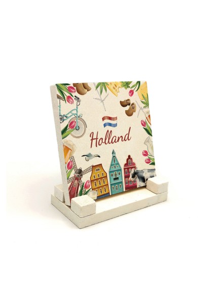 Hollanda Sembolleribaskılı Doğaltaş Masaüstlük