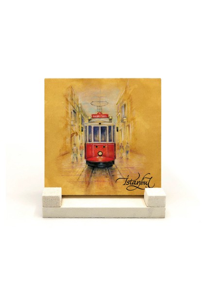 Nostaljik Tramvay Baskılı Doğaltaş Masaüstlük fiyatları