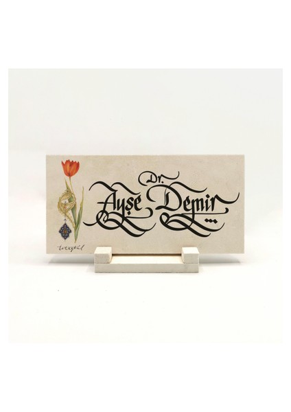 Geleneksel Hat Sanatı ile Doğal Taş Üzerine Yazılı Masaüstü Isimlik fiyatları