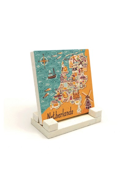 Hollanda Sembolleribaskılı Doğaltaş Masaüstlük