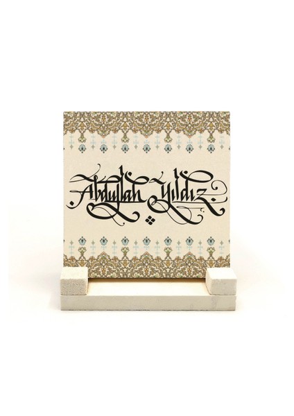 Geleneksel Hat Sanatı ile Doğal Taş Üzerine Yazılı Masaüstü Isimlik fiyatları