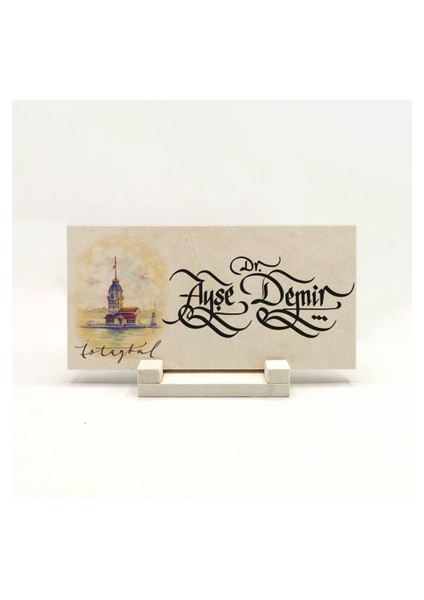 Geleneksel Hat Sanatı ile Doğal Taş Üzerine Yazılı Masaüstü Isimlik fiyatları