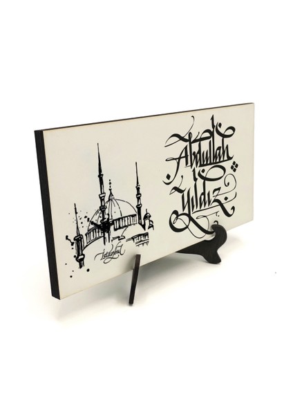 Geleneksel Hat Sanatı ile Mdf Üzerine Yazılı Masaüstü Isimlik