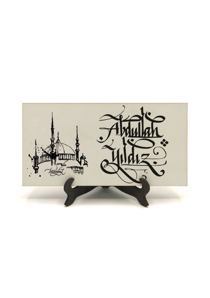 Geleneksel Hat Sanatı ile Mdf Üzerine Yazılı Masaüstü Isimlik fiyatları