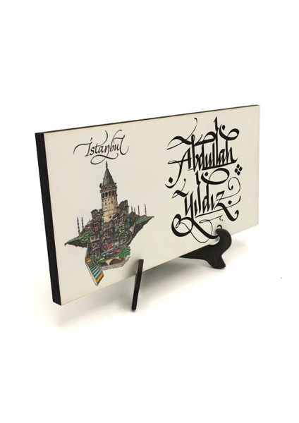 Geleneksel Hat Sanatı ile Mdf Üzerine Yazılı Masaüstü Isimlik