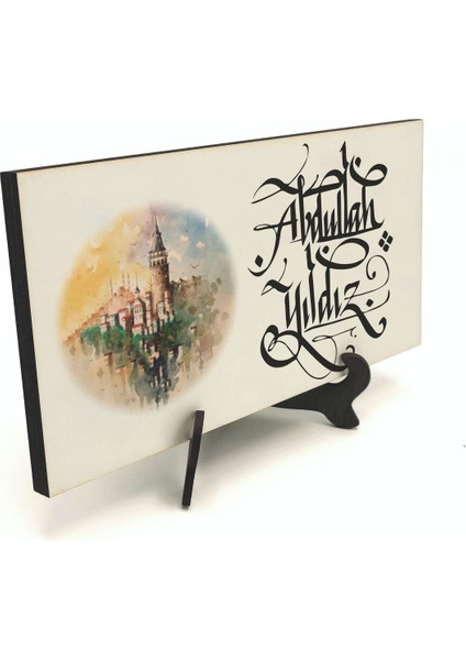 Geleneksel Hat Sanatı ile Mdf Üzerine Yazılı Masaüstü Isimlik