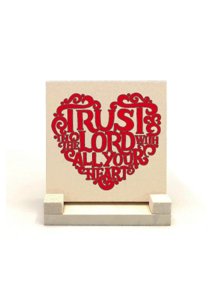 Özdeyişler 3:5-6 Ayeti Baskılı Doğaltaş Masaüstlük 10X10 KRG-123