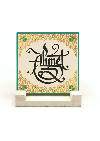 Geleneksel Hat Sanatı ile Doğal Taş Üzerine Yazılı Masaüstü Isimlik fiyatları