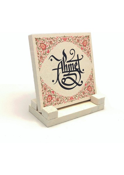Geleneksel Hat Sanatı Ile Isim Yazılı Doğaltaş Masaüstü Isimlik 10X10 Kkd-62